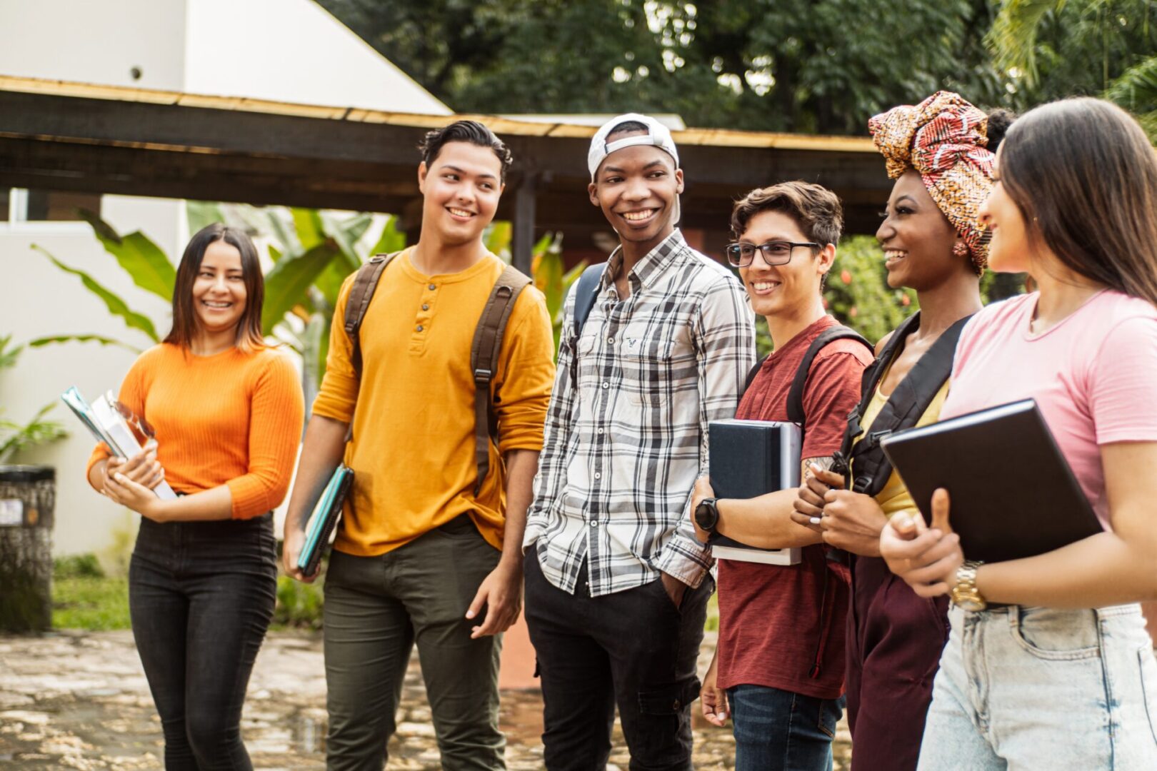 A group of people standing next to each other.